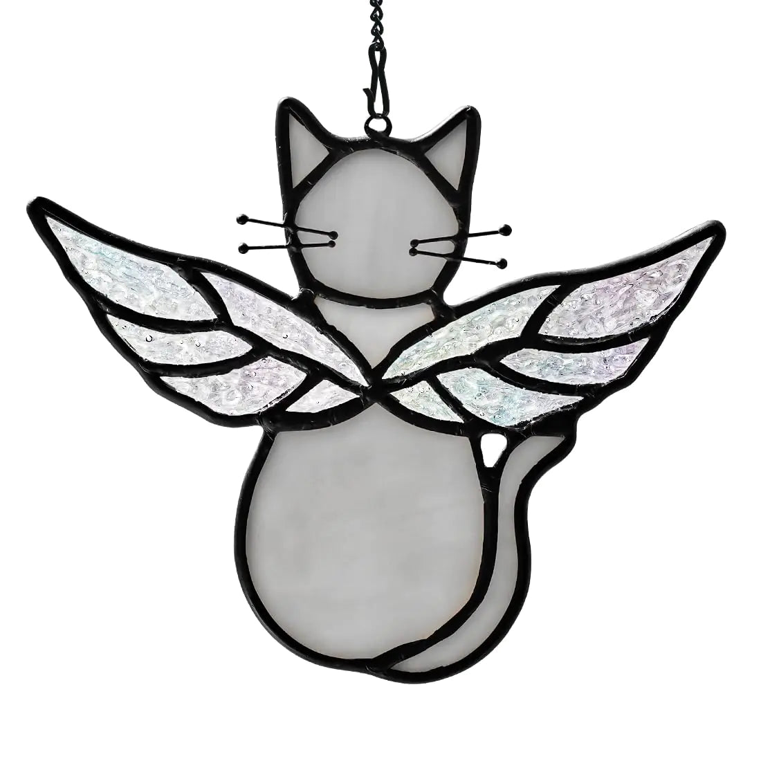 HAOSUM Gray Cat Gifts for Cat Lovers Suncatcher for WindowAngel Cat Memorial Gifts Stained Glass Window HangingsGrey Cat Loss of Cat Sympathy GiftCat Loss Memorial Gift for Women