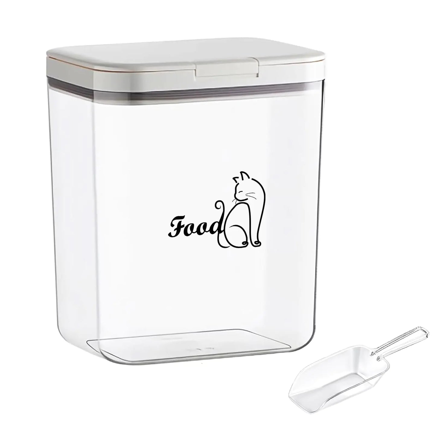 Brabtod Airtight Cat Food Storage Container | 6.0 Qt/5.5 L Dry Cat Food Bin With Food Scoop |Hold up to 4~5lbs of Cat Food Kibble| Airtight Dog and Cat Food Trats Container |Clear BPA Free