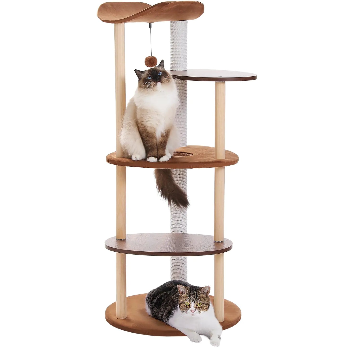 PETEPELA Cat Tree Cat Tower for Indoor Cats5-Level Cat Play House Cat Activity Center with Scratching Posts Brown
