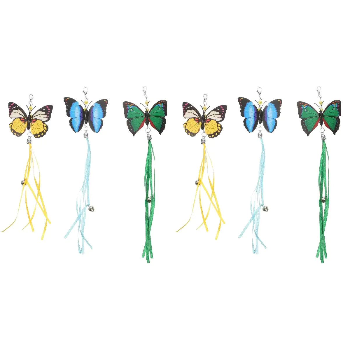 LUOZZY 6 Pcs Butterflies Cat Teaser Attachments Cat Wand Refills Teaser Cat Toy Replacements Interactive Cat Wand Toys