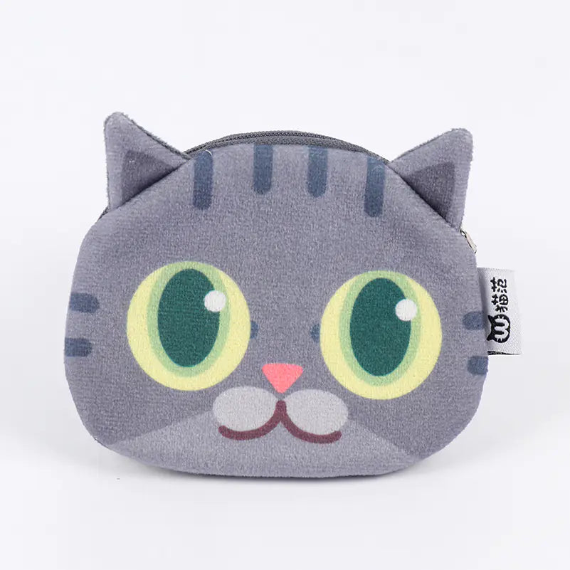 3D Cat Face Mini Wallet - Cute Fabric Coin Purse