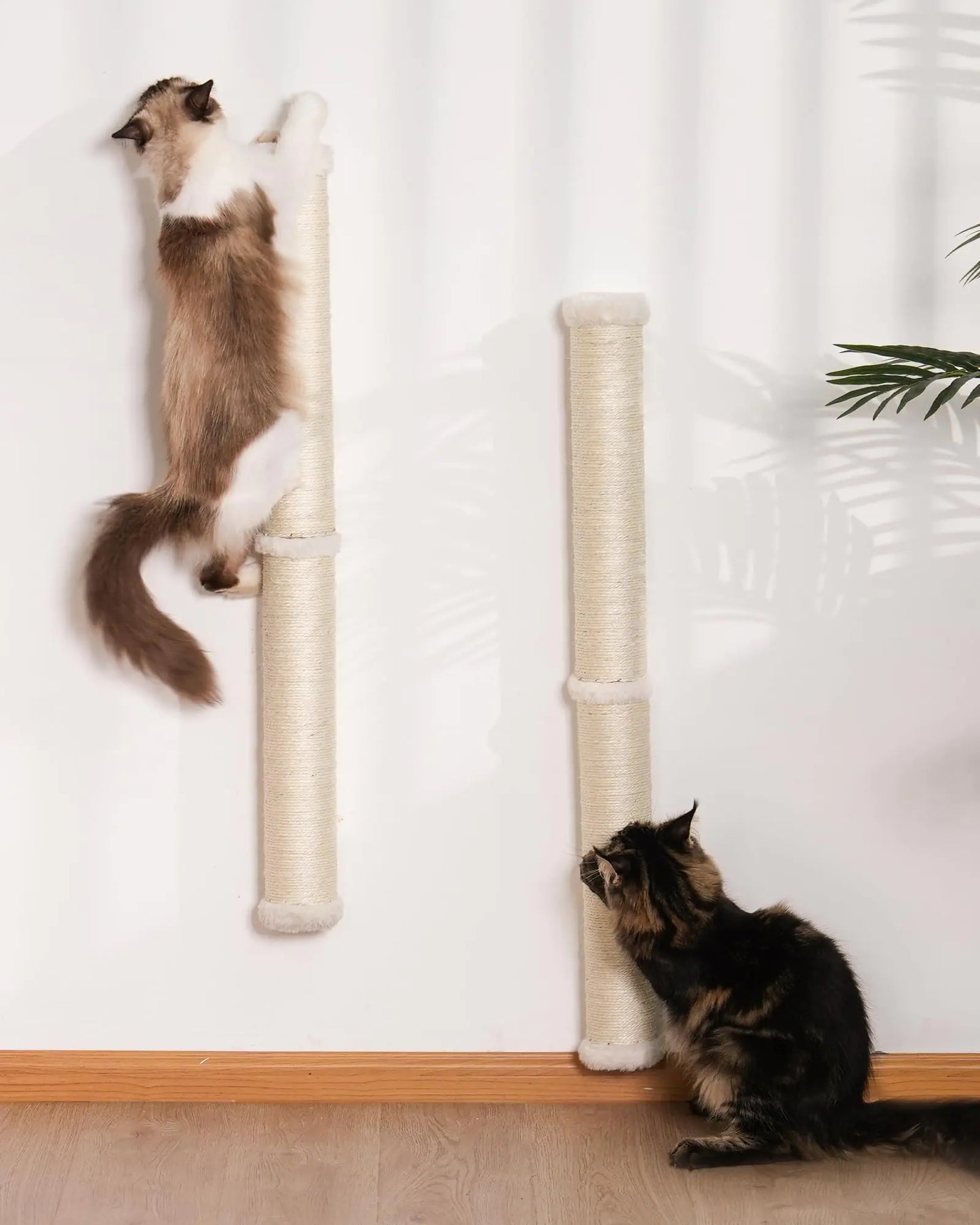 Cat Wall Scratcher 2-Pack 34" Sisal Cat Scratching Post Wall Mounted Cat Furniture for Indoor Cats