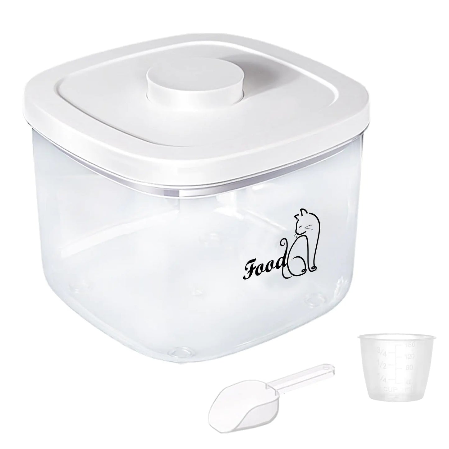 Brabtod Airtight Cat Food Storage Container5.28QT|5L Cat Food ContainerClear Cat Food Bin with Measuring CupPOP container for Pet Foodhold up to 5~6 lb Dry Cat Dog Food-BPA Free