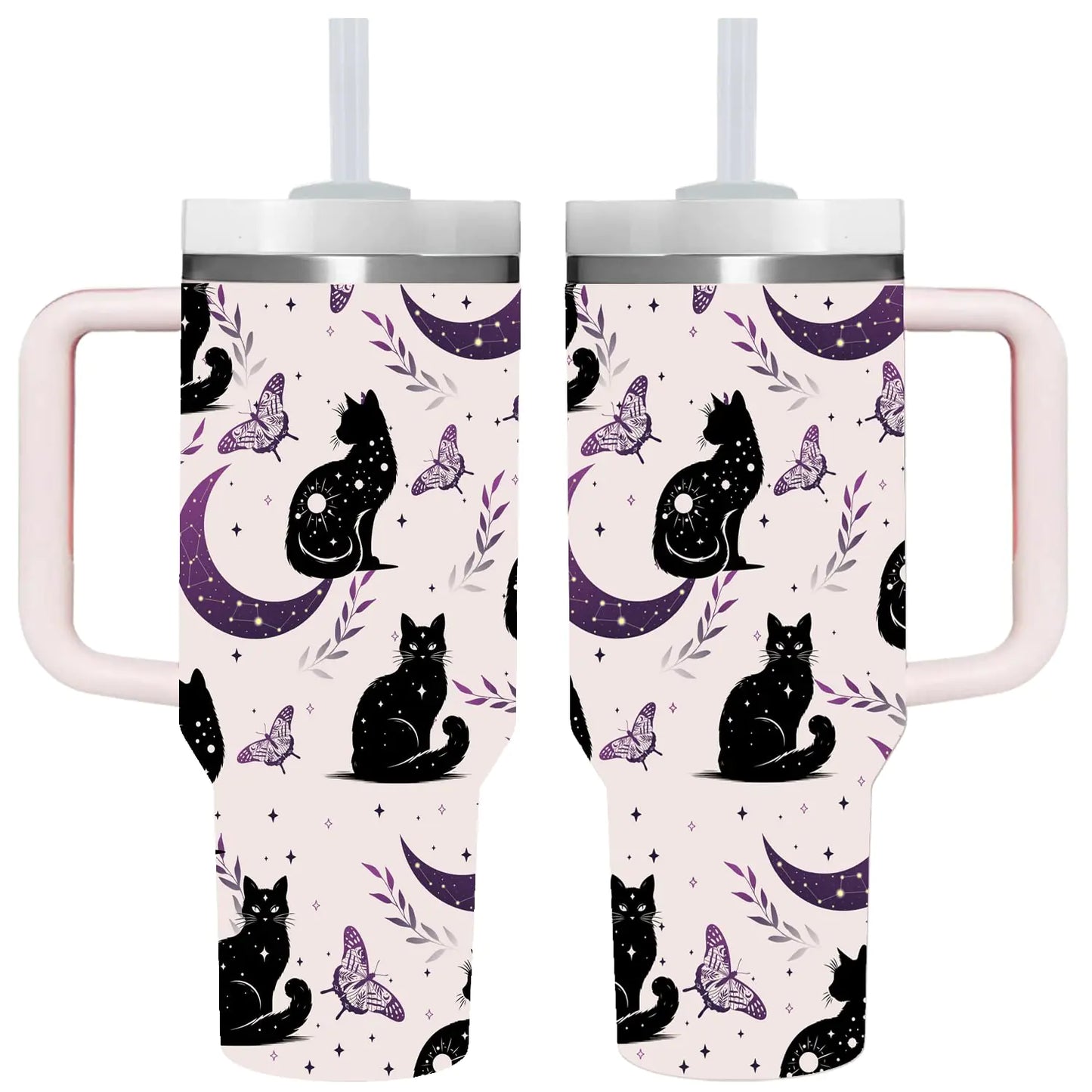 40 OZ Goth Cat Tumbler with Handle.Goth Cat Lover Gifts.Unique Birthday Christmas Gifts for Goth Lover.Personalized 40 OZ Goth Cat Tumbler Gifts for Women Men.