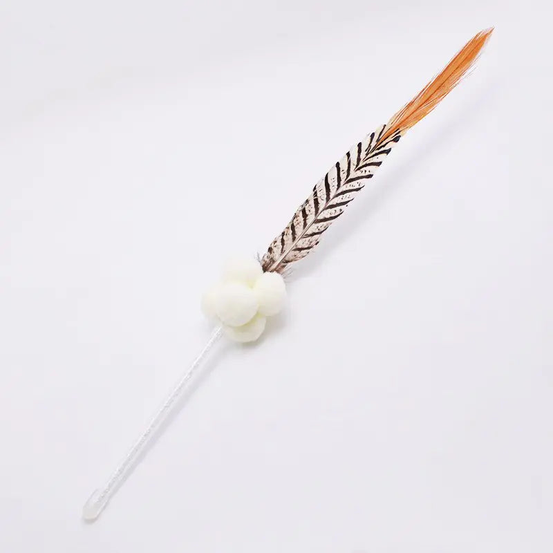 Cat Feather Teaser Wand - Interactive Play Toy
