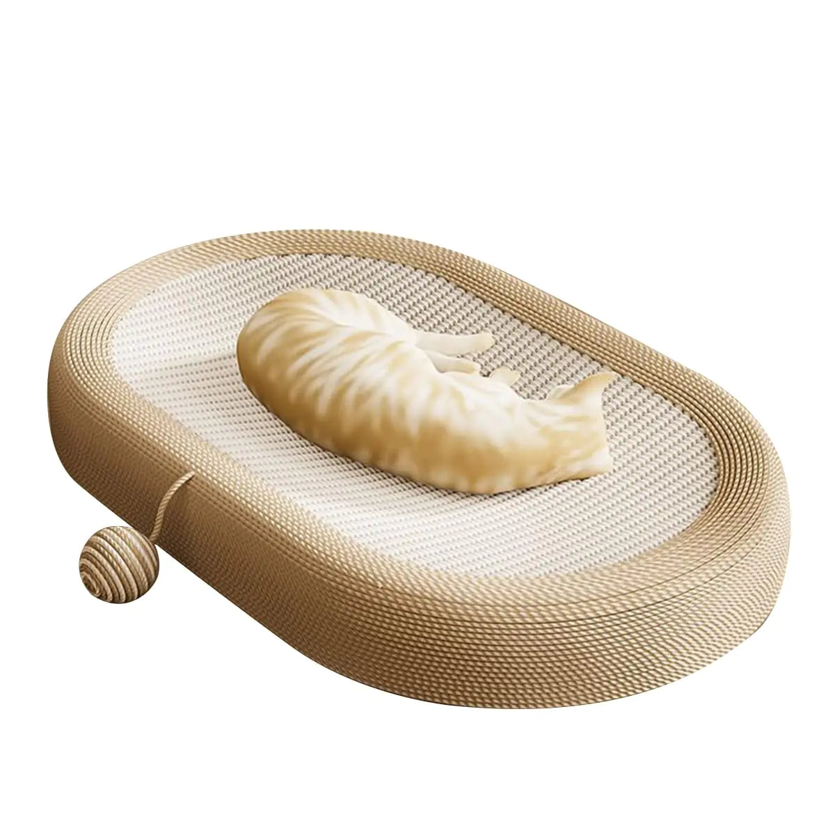 Panup Sisal Cat Scratcher Bed - 24" Cat Scratcher Cardboard 3 in 1 Oval Cat Scratching Bed Pad with Play Ball Durable Cat Scratch Lounge Bed for Indoor Cats Kitten Puppy