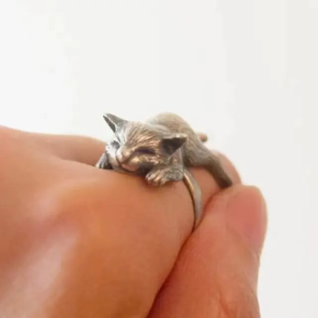 Cute Adjustable Opening Ring for Lazy Cat Lovers