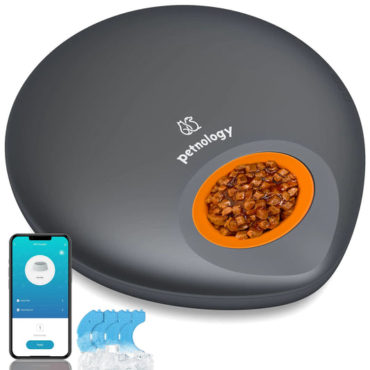 Automatic Cat Feeder Wet Food Cat Food Dispenser Auto Pet Feeder Refrigerated 5 Meals Timed Cat Food Feeder with Ice Pack Suitable for Both Wet and Dry Food