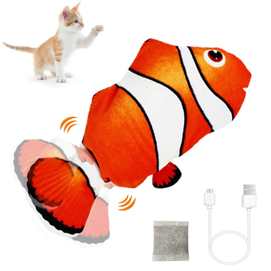 CKFPS Electric Floppy Fish Cat Toy Moving Cat Kicker Fish Toy 11" Realistic Flopping Fish Dog Toy Plush Interactive Cat Toy for Indoor Cats