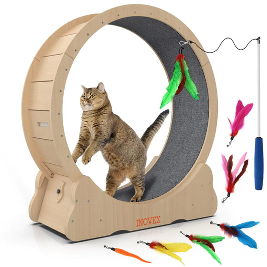 Cat Exercise Wheel Cat Treadmill with Carpeted Runway and Noiseless Roller Cat Running Wheel for Pet Loss Weight and Daily Exercise