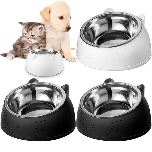 4 Pcs Raised Cat Food Bowls Stainless Steel Cat Bowl Tilted 15° Elevated Cat Bowls Non Spill Kitten Puppy Food Bowl Slanted Dog Bowl Elevated Dish for Pets Dog Feeder Feeding Bowl for Cat (6.76oz)