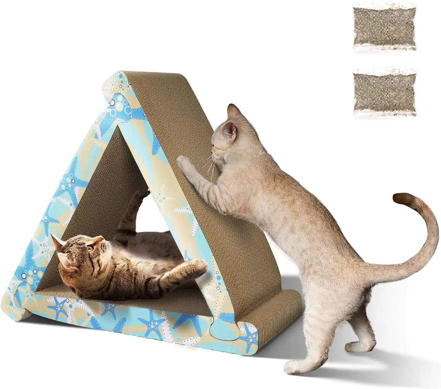 RUMUUKE Cat Scratch Pad- 3 in 1 Corrugated Cardboard Cat Scratcher for Indoor Cats Professional Cat Scratching Board for Adult Cats Catify Cat Scratcher Pads with Catnip