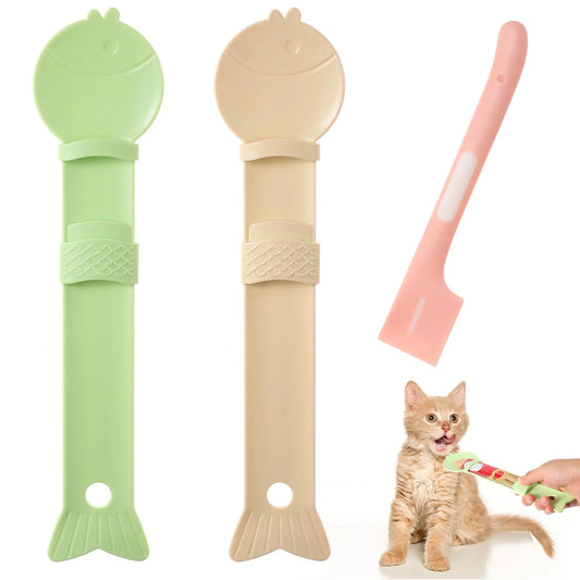 3 PCS Cat Treat Spoon Cat Strip Feeder Spoon Cat Spoon for Wet Treats Dispense Cat Food Spoon Cat Stripe Squeeze Spoon Multifunctional Lickable Treat Feeding