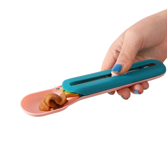 Pet Feeder Cat Strip Squeeze Spoon Cat Wet Treats Dispense Multi Functional Pet Spoons Cat FeederCat Wet Food Spoon Feeding Pet Food Spoon Cat Snack Spoon for Lickable Wet Cat Pet Liquid(Blue)