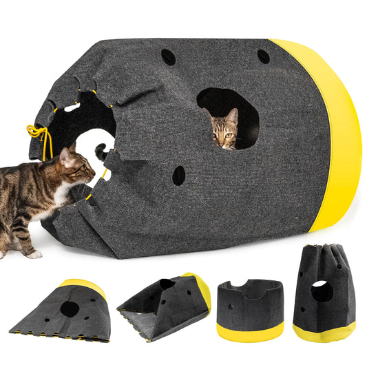 Cat Play Bag Collapsible Cat Activity Center Cat Activity Mat Play Rug Cat Activity Adventure Carpet Cat Tunnel Bags Cat Drill Sleeping Bag Crinkle Bag for Indoor Cats Kittens