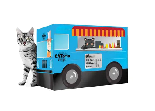 Pawvish Cardboard Cat House and Scratcher (Food Truck)