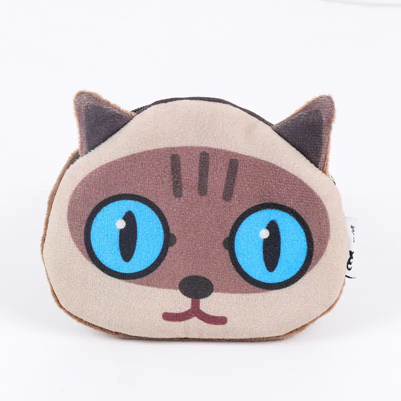 3D Cat Face Mini Wallet - Cute Fabric Coin Purse