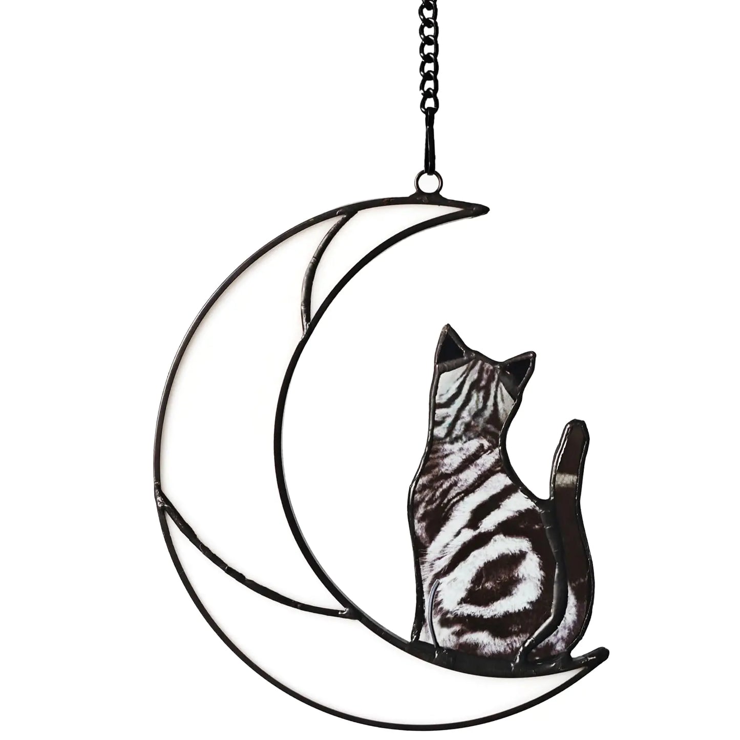 YULAIKUAI Gray and White Cat Memorial Gifts Loss of Cat British Shorthair Stained Glass Cat Suncatcher Cat Died Sympathy Gifts for Cat Lovers Cat Loss Sympathy Gift