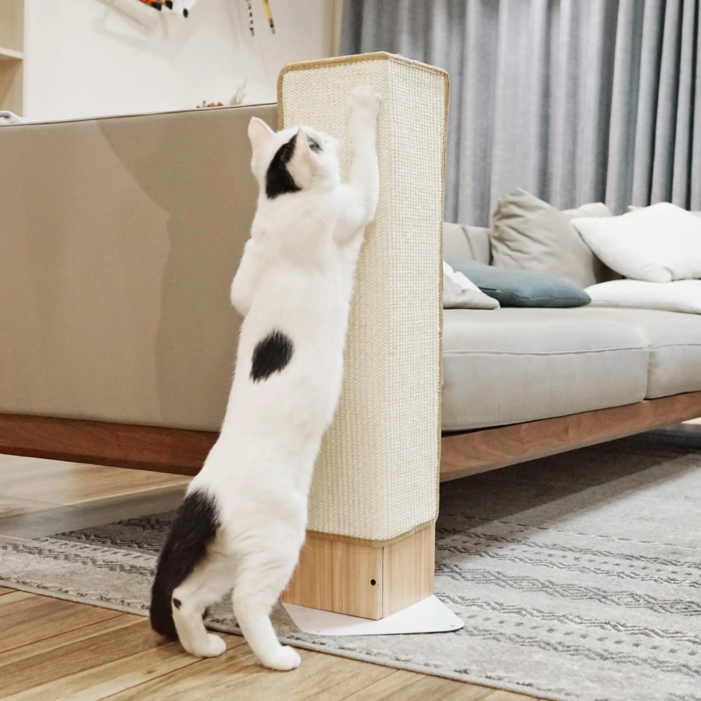 PETKARAY Cat Scratcher Sisal Corner Scratching Post Cat Scratch Pad for Indoor Cats Wall Scratcher Furniture Protector with Catnip (Large Size)