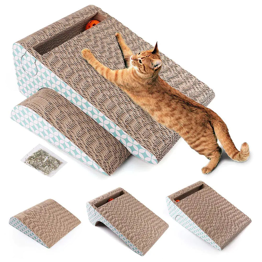 PrimePets Cat Scratcher Cardboard Cat Scratching Pad with Ball 2-in-1 Cat Scratch Cat Scratching Board for Indoor Cats Removable Corrugated Catnip Included