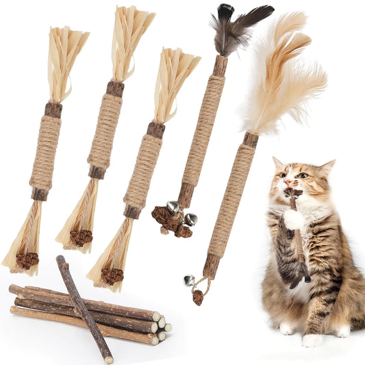 CAPHONT Silvervine Chew Sticks for Cats 12 Pcs Catnip Toy Sticks for Indoor Cat Dental Chews Teeth Cleaning for Cat Kitty Kitten Calm Cat Anxiety and Stress Interactive Feather Toys