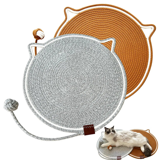 CoveCozy Cat Scratching Mat Natural Cotton Rope Cat Scratching Pad Large Size Cat Bed Cat Scratching Pad with Cat Toy (2 Packs 19.6)