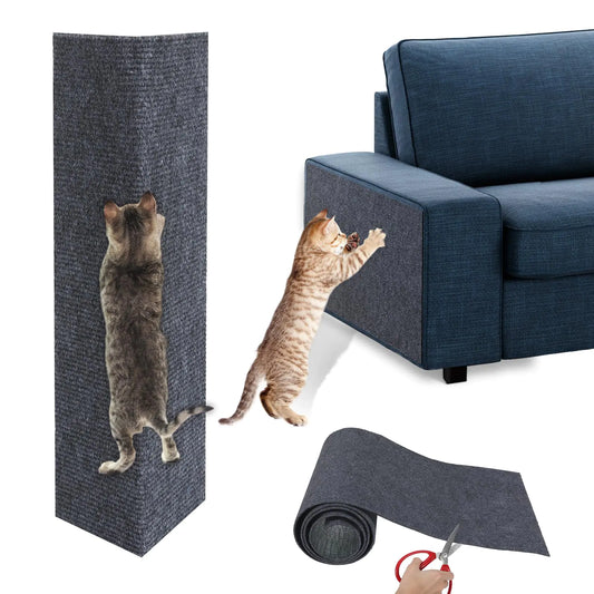 Lewondr Trimmable Cat Scratch Mat 15.7" x 78.7" Self-Adhesive Cat Scratching Post Carpet Replacement Cat Scratch Furniture Protector for Couch Sofa DIY Cat Tree Carpet Climbing Cat Scratcher