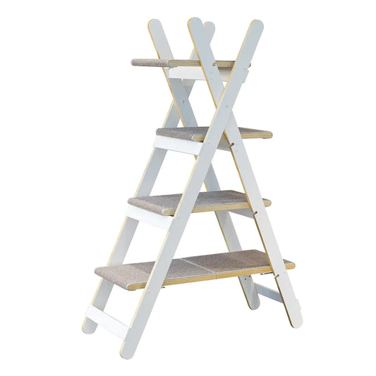 zoovilla Modern Folding Cat Tree Cat Furniture Cat Toy Cat Tower White