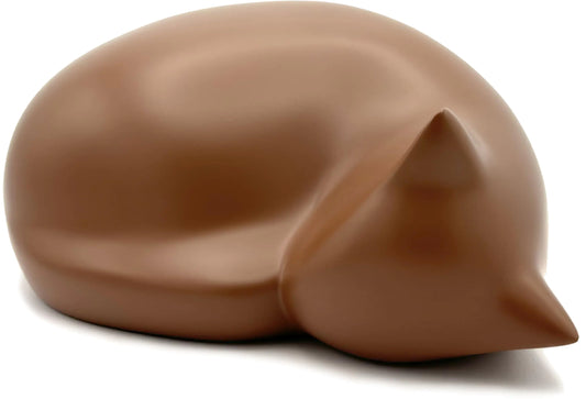 Brown Cat Urn Cat Urn Sleeping Cat Urn Pet urn for Cats Ashes Cremation cat urn Funeral urn for Cats (Brown Ginger Orange Wood)