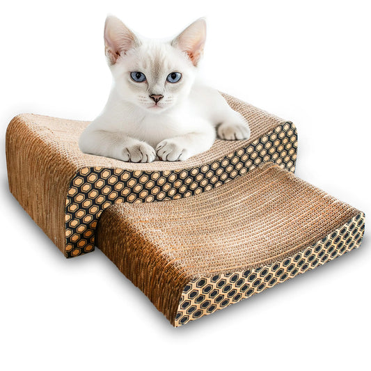 Cat Scratcher (2 in 1) - Cat Scratching Board - Cat Scratchers for Indoor Cats - Cardboard Cat Scratcher - Cat Scratch Pad - Rascadores para Gatos
