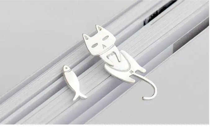 Cat Fish Stud Earrings - Silver Accessories for Cat Lovers
