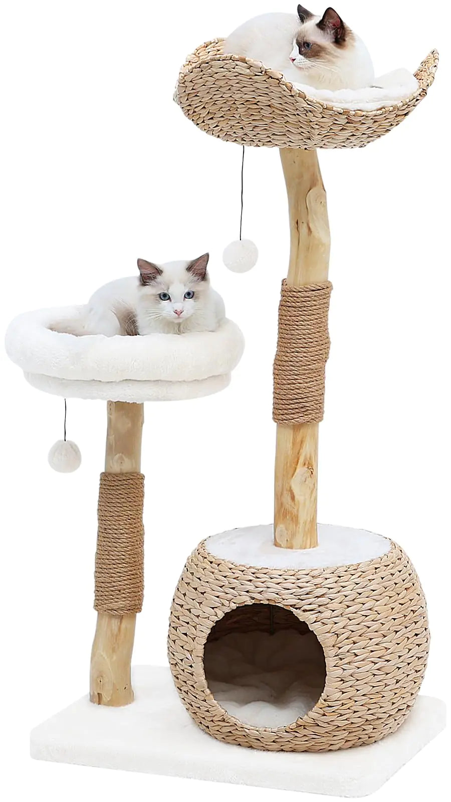 KULAMOON Modern Cat Tree Tower for Indoor Cats Real Branch Luxury Cat Condo with Cat Scratching Post Jumping Platforms Cat Furniture Cat Lover Gift