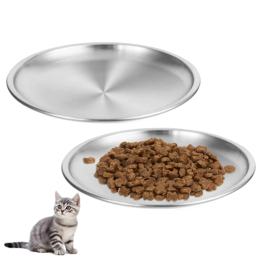 2 PCS Stainless Steel Cat Bowls Whisker Fatigue Cat Bowl Cat Wet Food Bowl Cat Dishes for Food and Water Cat Food Dish Kitten Bowls Metal Cat Bowl Kitten Food Bowl for Indoor Small Pets Feeding 5.5"