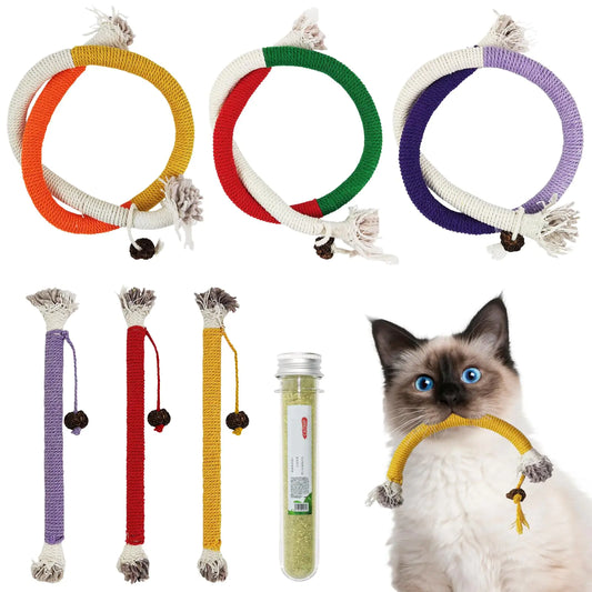 LUOKER 6 Pack Cat Chew Toys Cat Toys with Catnip Catnip Sticks Cat Teething Toys Cat Toys Interactive for Indoor CatsKitten Chew Rope Toys Teething Teething Toys for Kittens Cats Kitty