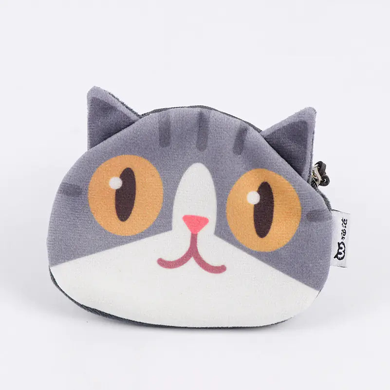 3D Cat Face Mini Wallet - Cute Fabric Coin Purse