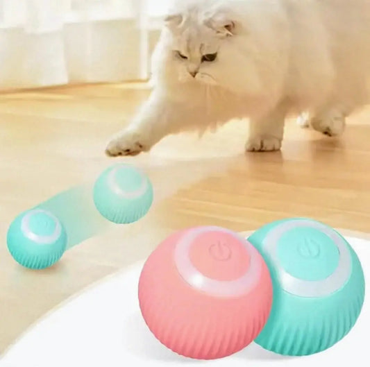 Cat Toy Ball Smart Rolling Cat Ball LED Light Electric Self-Rolling Small Pet Toy Interactive Cat Jumping Ball Automatic Cat Teaser Ball Small Dog Toy Pet Excercise Cat Activity (Blue)