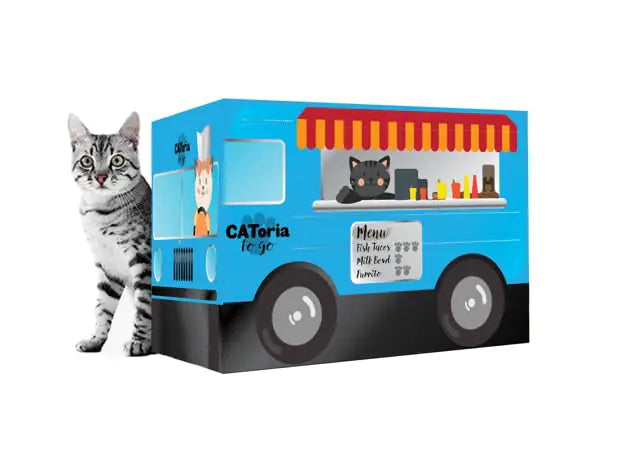 Pawvish Cardboard Cat House and Scratcher (Food Truck)