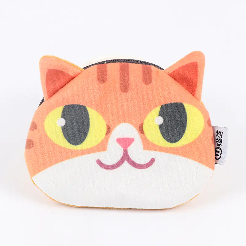 3D Cat Face Mini Wallet - Cute Fabric Coin Purse