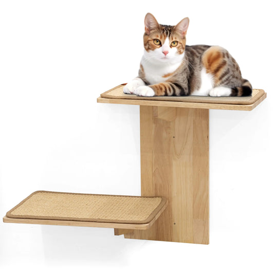 Cat Wall Shelves - Sturdy Cat Shelves for Wall Large Cats Set Premium Cat Wall Furniture for Large Cats Tree-Shaped Wall-Mounted Perch with Sisal Mat for Climbing Playing and Lounging