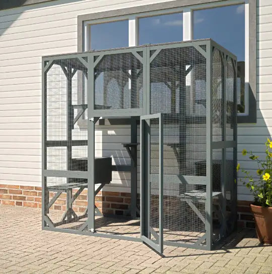 Outdoor Cat House Wooden Catio Enclosure Cover  Large Cat Cage With Jump Platforms And Condos
