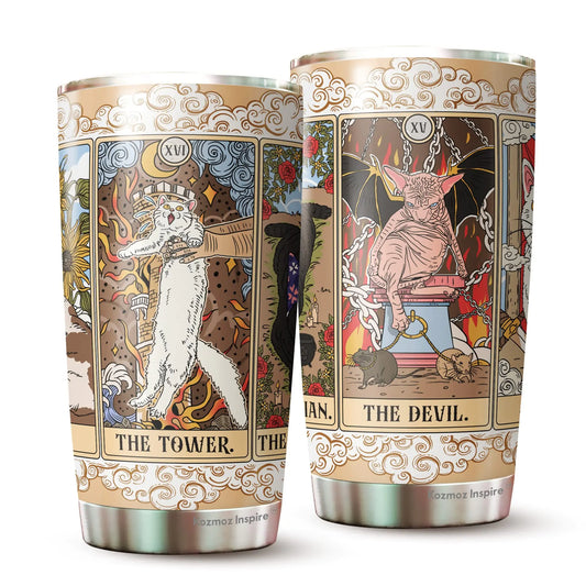 Kozmoz Inspire Cat Lover Gifts - The Original Tarot Cat Meme Gifts For Cat Lovers - Cute Cats Mug - Funny Things For Cat Owners - Tumbler 20 oz Gifts For Women Men on Christmas Birthday