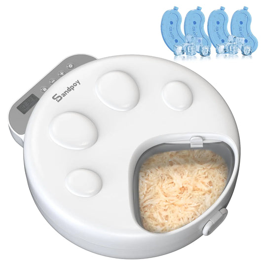 Automatic Cat Feeder Wet FoodCordless Wet Pet Food Dispenser with 4 Ice Packs4 Meals Per Day Fresh Food Refrigerated ContainerProgrammable Timed Battery Operated Auto Feeder for Kitten/Small Dog