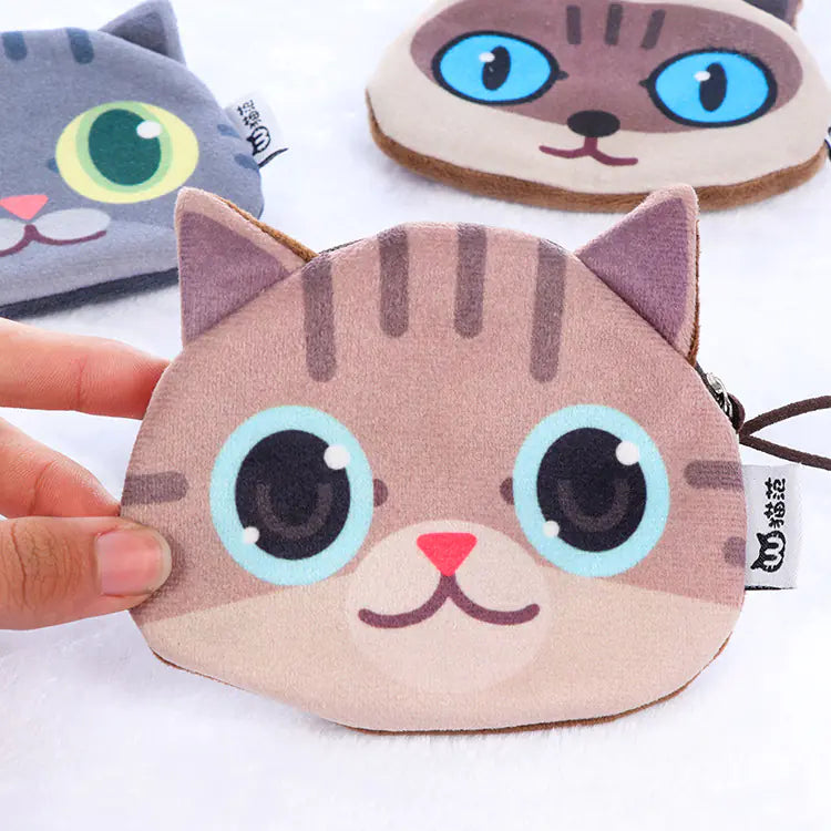 3D Cat Face Mini Wallet - Cute Fabric Coin Purse