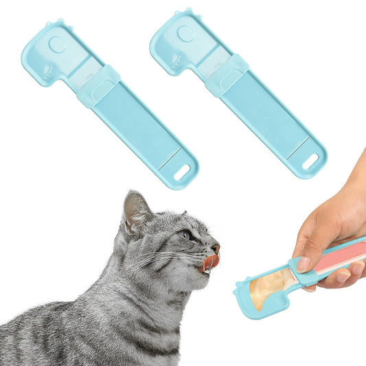 YAODHAOD Cat Strip Squeeze SpoonCat Wet Treats Dispense SpoonCat Treats Dispenser Feeding Liquid Paste Cat Snack Treat Squeeze Spoon Cat Wet Food Spoon Feeding Pet Food Spoon (2PCS)