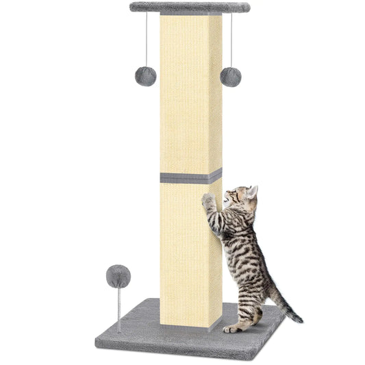 HelpCat Cat Scratching Post 33 Cat Scratching Posts for Indoor Cats Adults Nature Sisal Tall Cat Scratch Post Sisal Cat Scratcher Improve Cats Scratching Habits and Protect Your Furniture Grey
