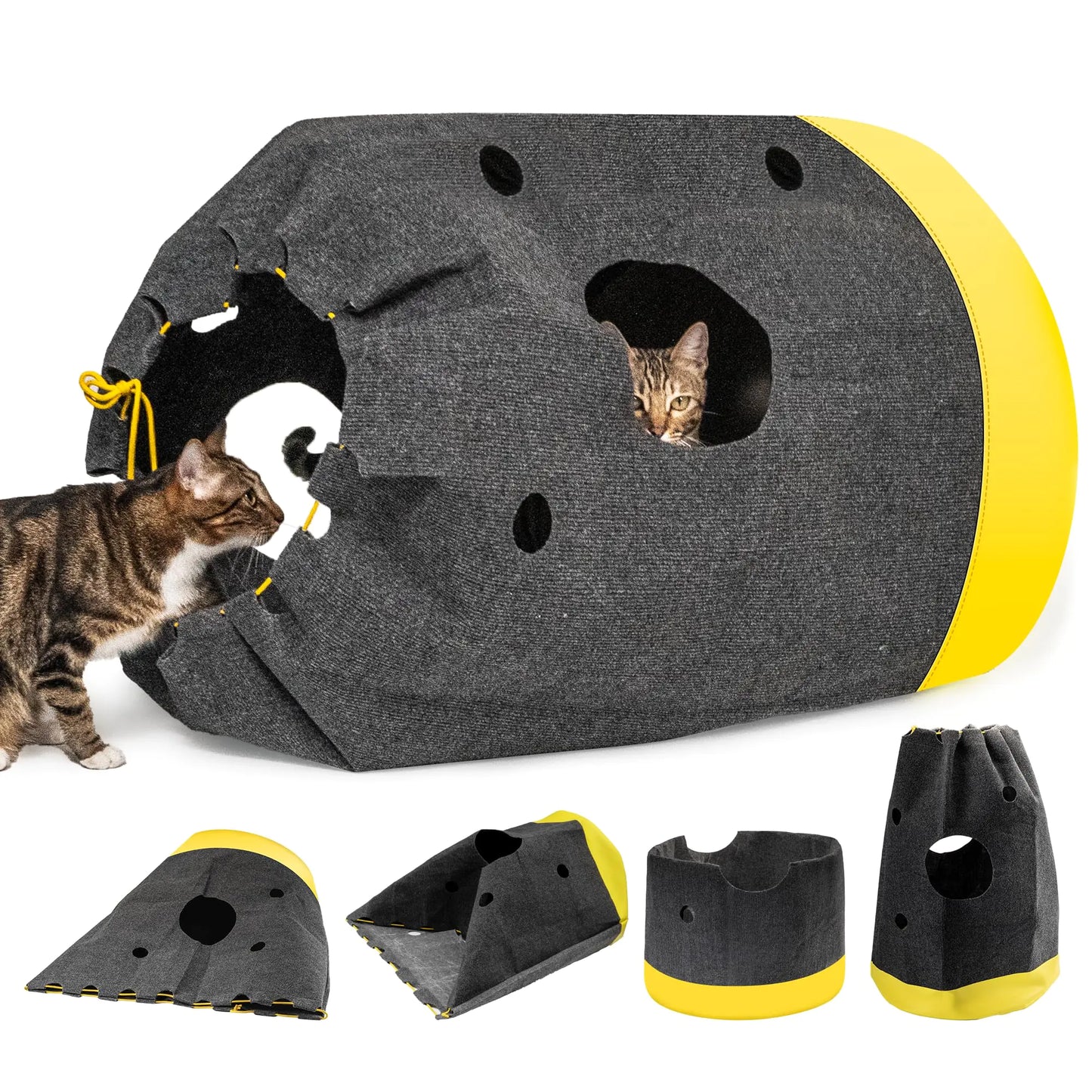 Cat Play Bag Collapsible Cat Activity Center Cat Activity Mat Play Rug Cat Activity Adventure Carpet Cat Tunnel Bags Cat Drill Sleeping Bag Crinkle Bag for Indoor Cats Kittens