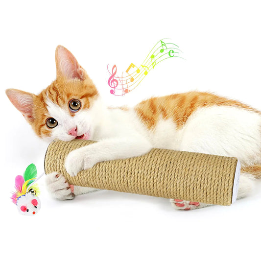 MEWTOGO Cat Kicker Toy - Natural Sisal Catnip Toys for Indoor Cats Built-in Bell to Attract Interactive Cat Scratcher Chew Toy with Cute Mouse Toy for Cat Gifts Kitten Playing