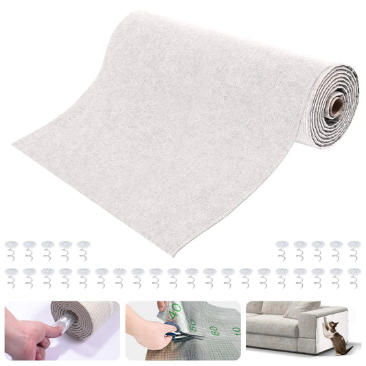Large Cat Scratching Mat 118"x15.8" Self-Adhesive Cat Scratch Furniture Protector Trimmable DIY Cat Wall Climbing Carpet Cat Couch Protector Cat Scratching Pad Replacement (Beige 118"x15.8")