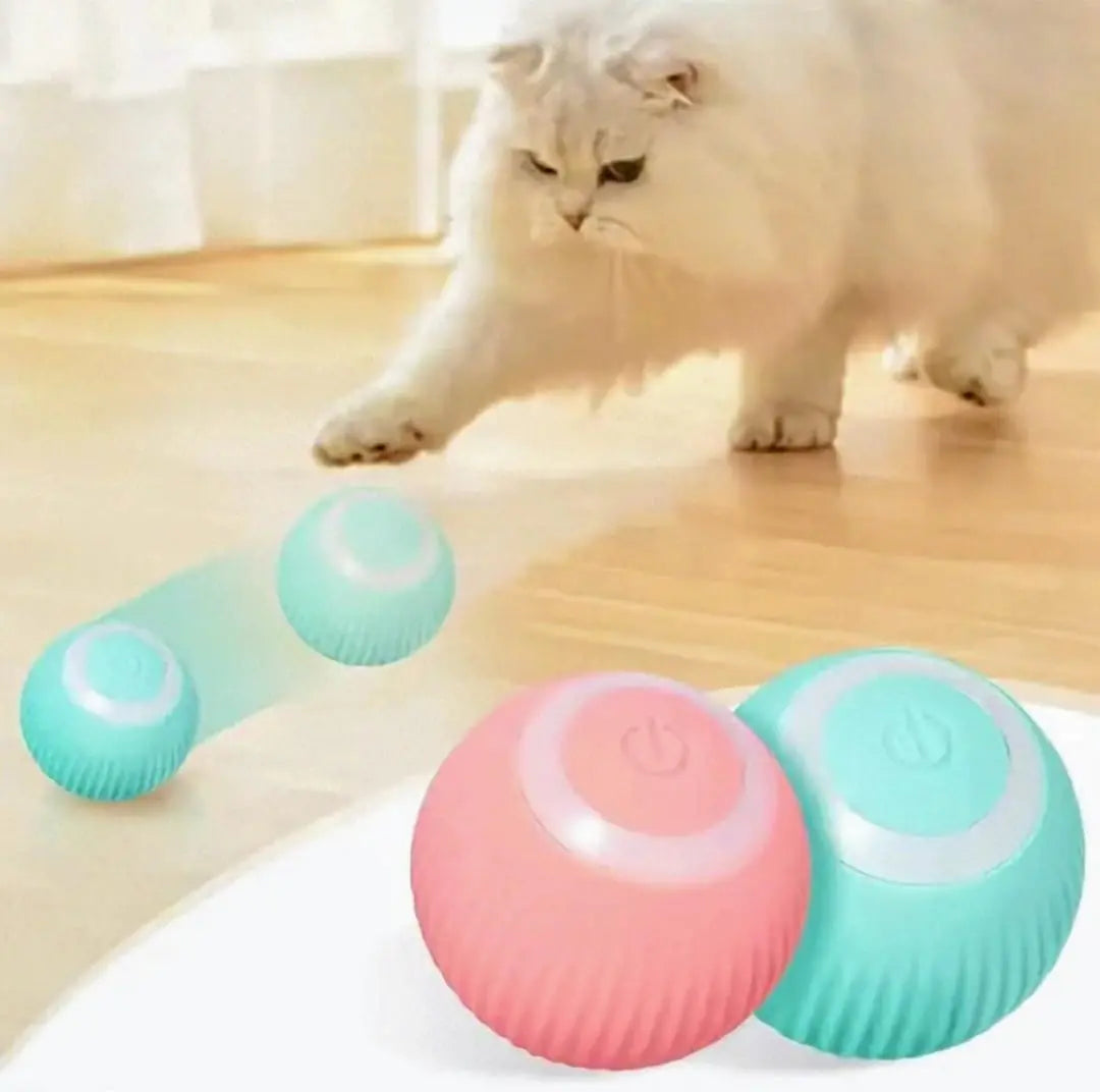Cat Toy Ball Smart Rolling Cat Ball LED Light Electric Self-Rolling Small Pet Toy Interactive Cat Jumping Ball Automatic Cat Teaser Ball Small Dog Toy Pet Excercise Cat Activity (Blue)