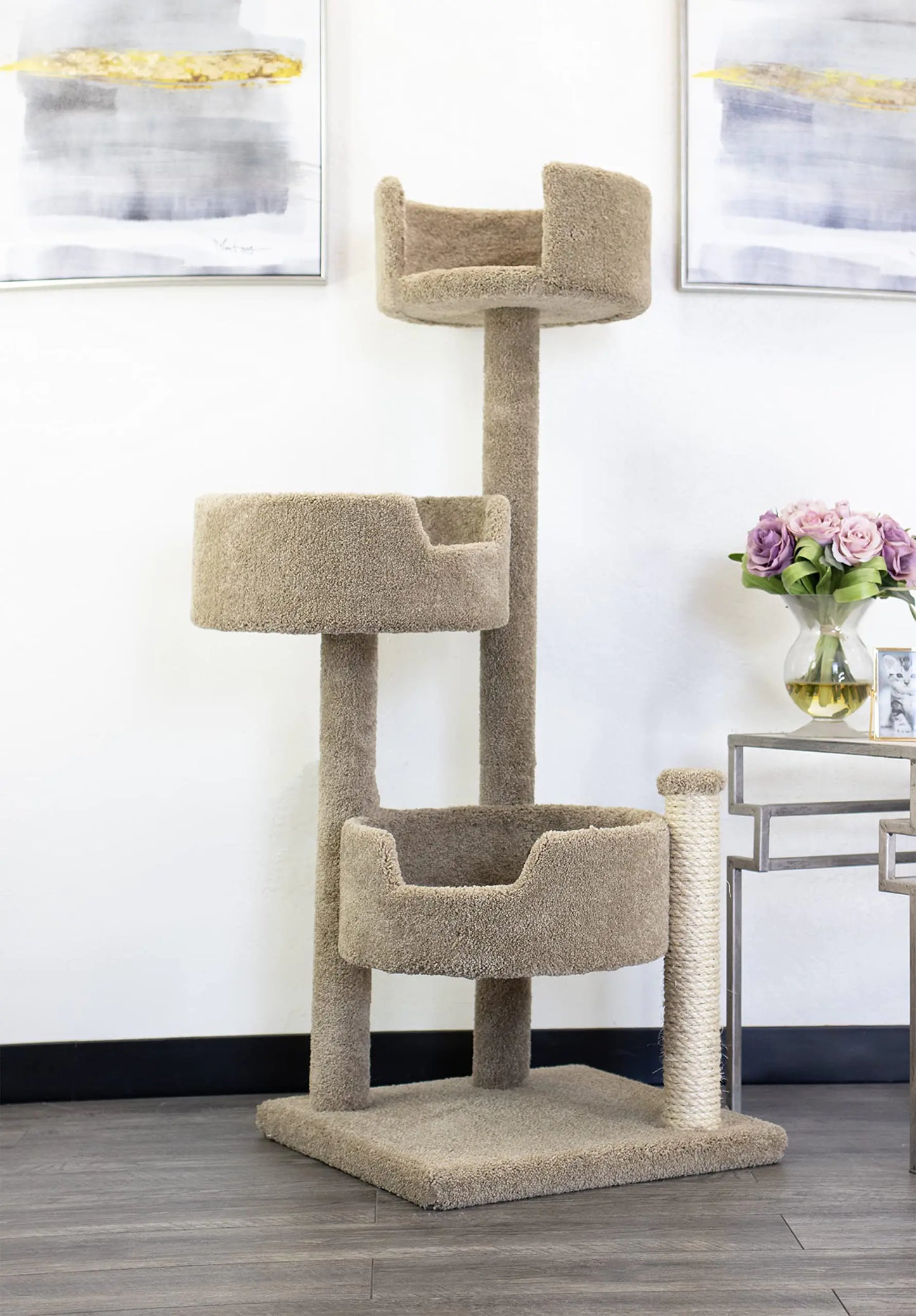 New Cat Condos Wood and Carpet Cat Tree for Big Cats